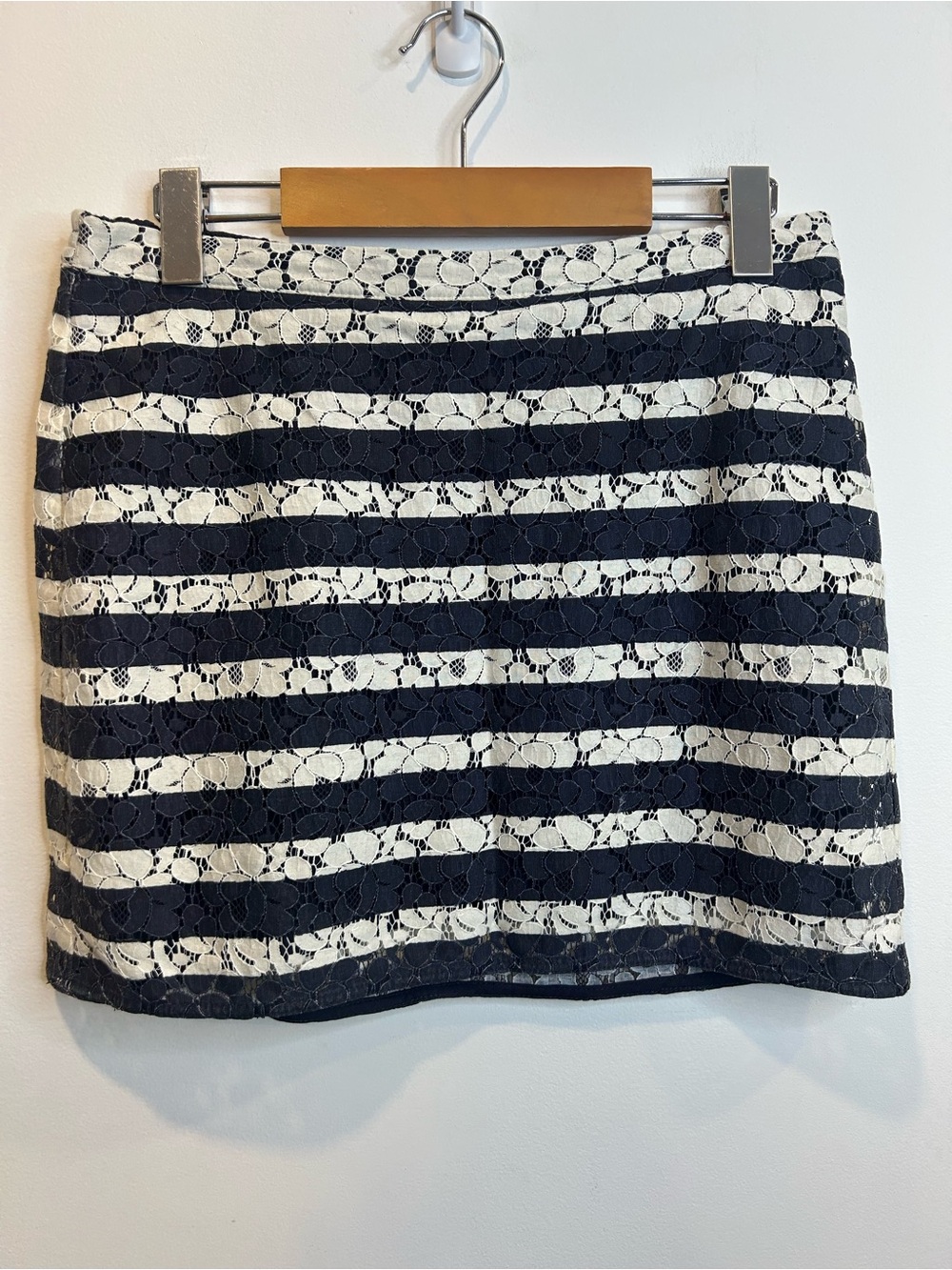 Aritzia Talula Lace Striped Mini Skirt Blue White Twee